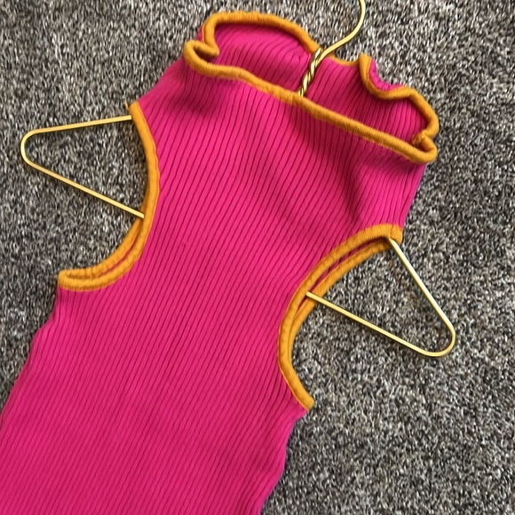 Hot pink ribbed sweater dress - Picture 2 of 3